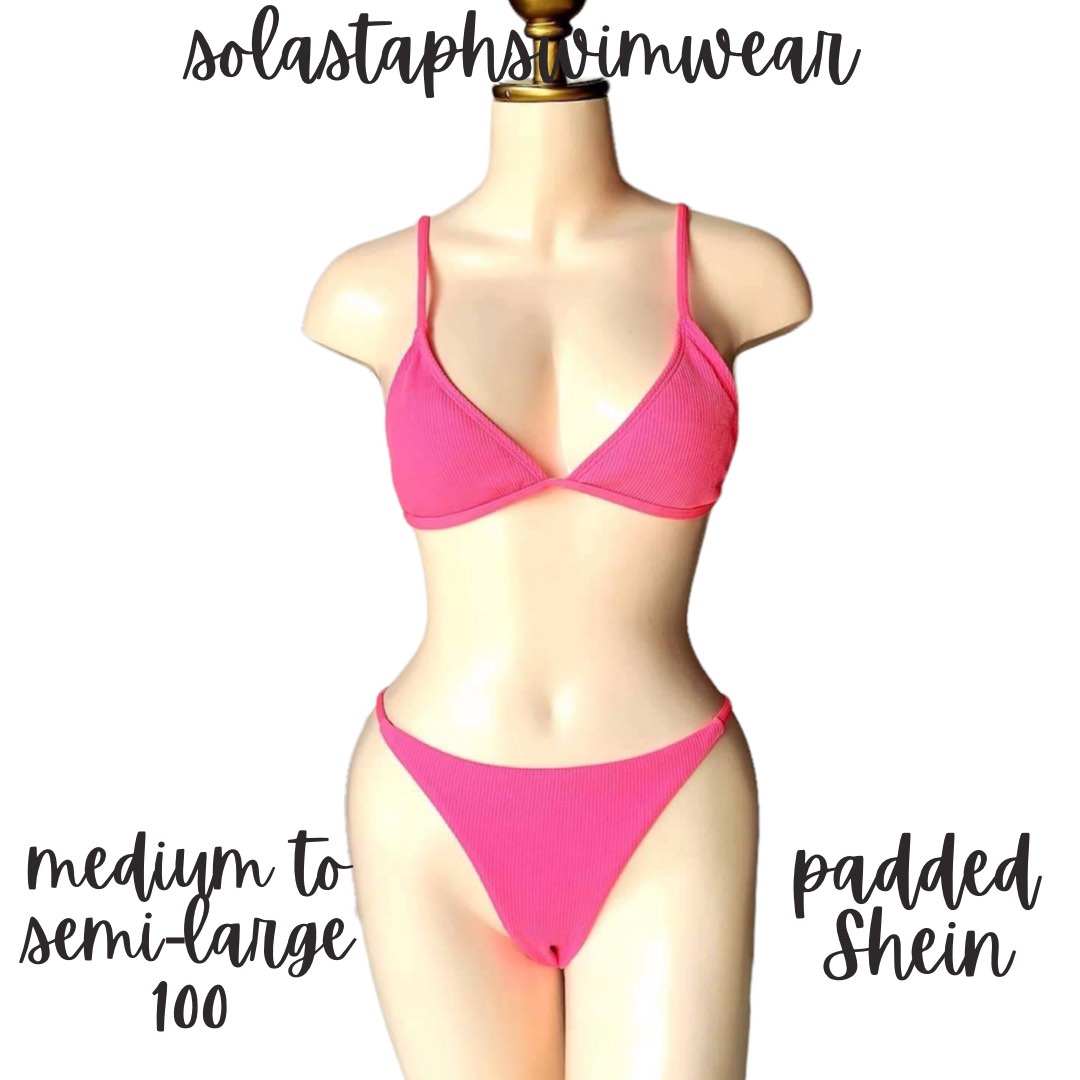 Shein Pink Triangle Bikini, Women's Fashion, Swimwear, Bikinis