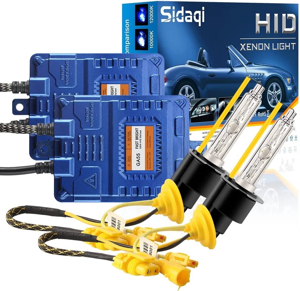 Sidaqi H1 HID Xenon Bulbs 6000K White Replacement for Car Xenon Headlight Bulbs Pack of 2 