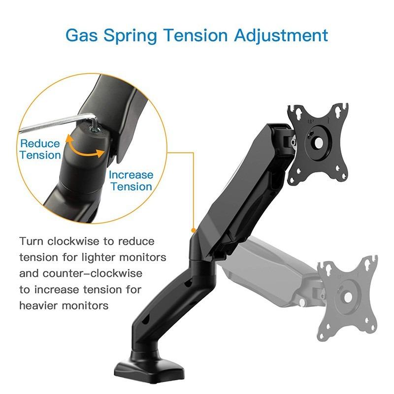 Single Monitor Arm Stand Articulating Gas Spring Adjustable Desk Mount ...