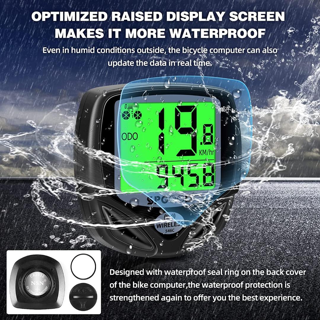 SPGOOD Bike Computer Wireless Universal 19 Functions IP54 Waterproof