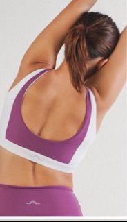 Sunnysix active sports bra - purple and white (medium)