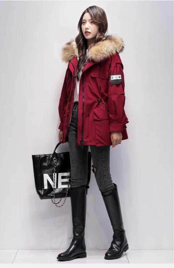 Maroon parka on sale