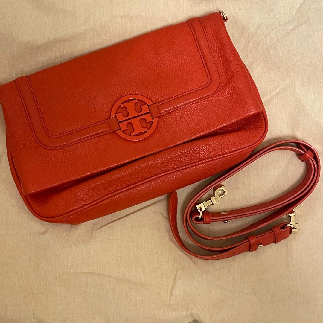 Tory Burch Amanda Foldover Crossbody Bag Purse ( Orange Pebbled), Luxury,  Bags & Wallets on Carousell