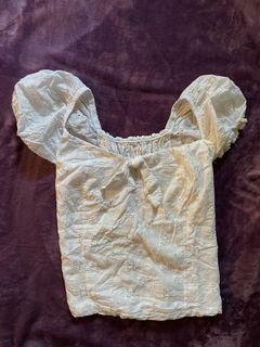 White Corset-like, Puff Sleeves Top