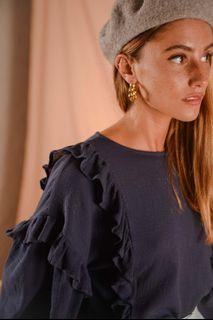 Zara oversized blouse with ruffle