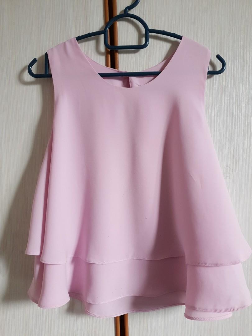 Zara pink chiffon top best sale