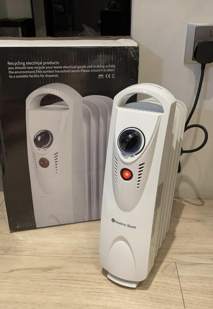 1242] GRANDMA SHARK Oil Filled Radiator, Portable Heater, Oil Radiator,  Electric Radiators, Heaters for home low energy with adjustable temperature  (500W/5Fin), TV u0026 Home Appliances, Air Conditioners u0026 Heating on Carousell