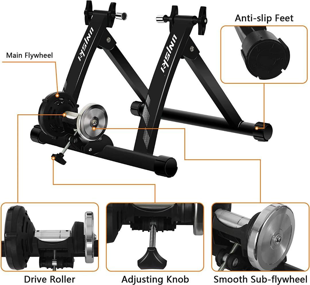 1247 Unisky Bike Trainer Stand Indoor Riding Steel Bicycle Exercise Stand with Noise Reduction Wheel Magnetic Stationary Stand fits for 26 28inch 700C Wheel Sports Equipment Bicycles Parts Parts Acces...