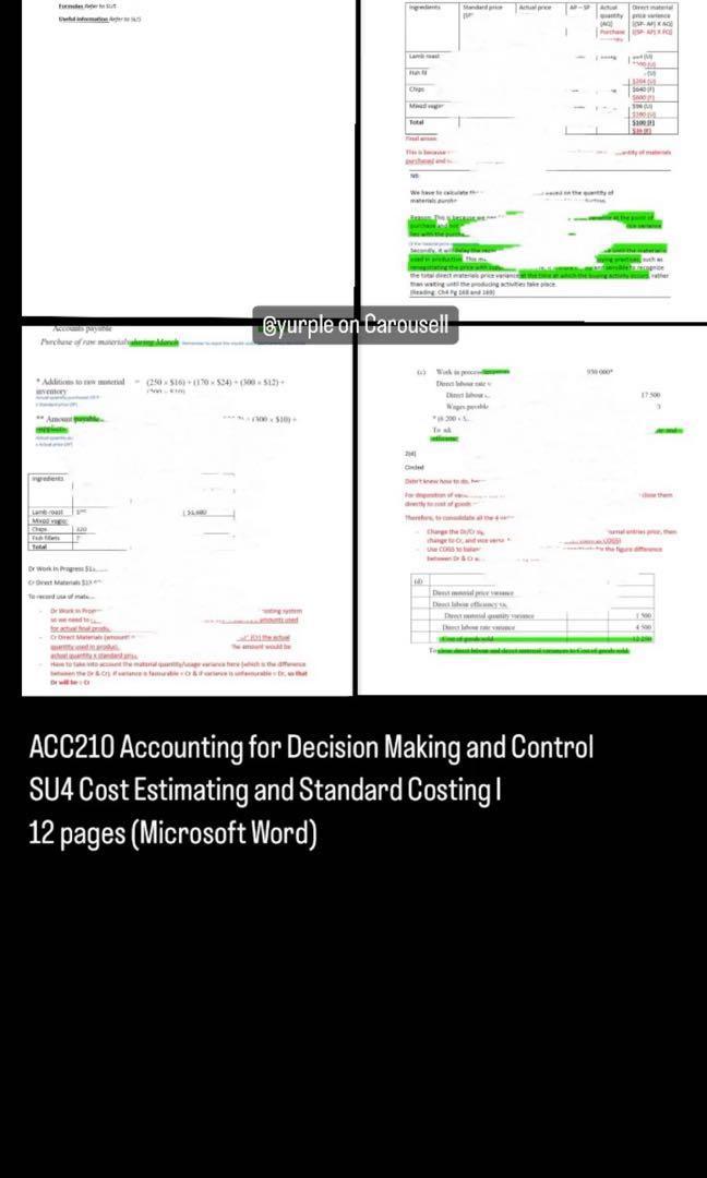 (166 PAGES) ACC210 Materials - Accounting for Decision Making and ...