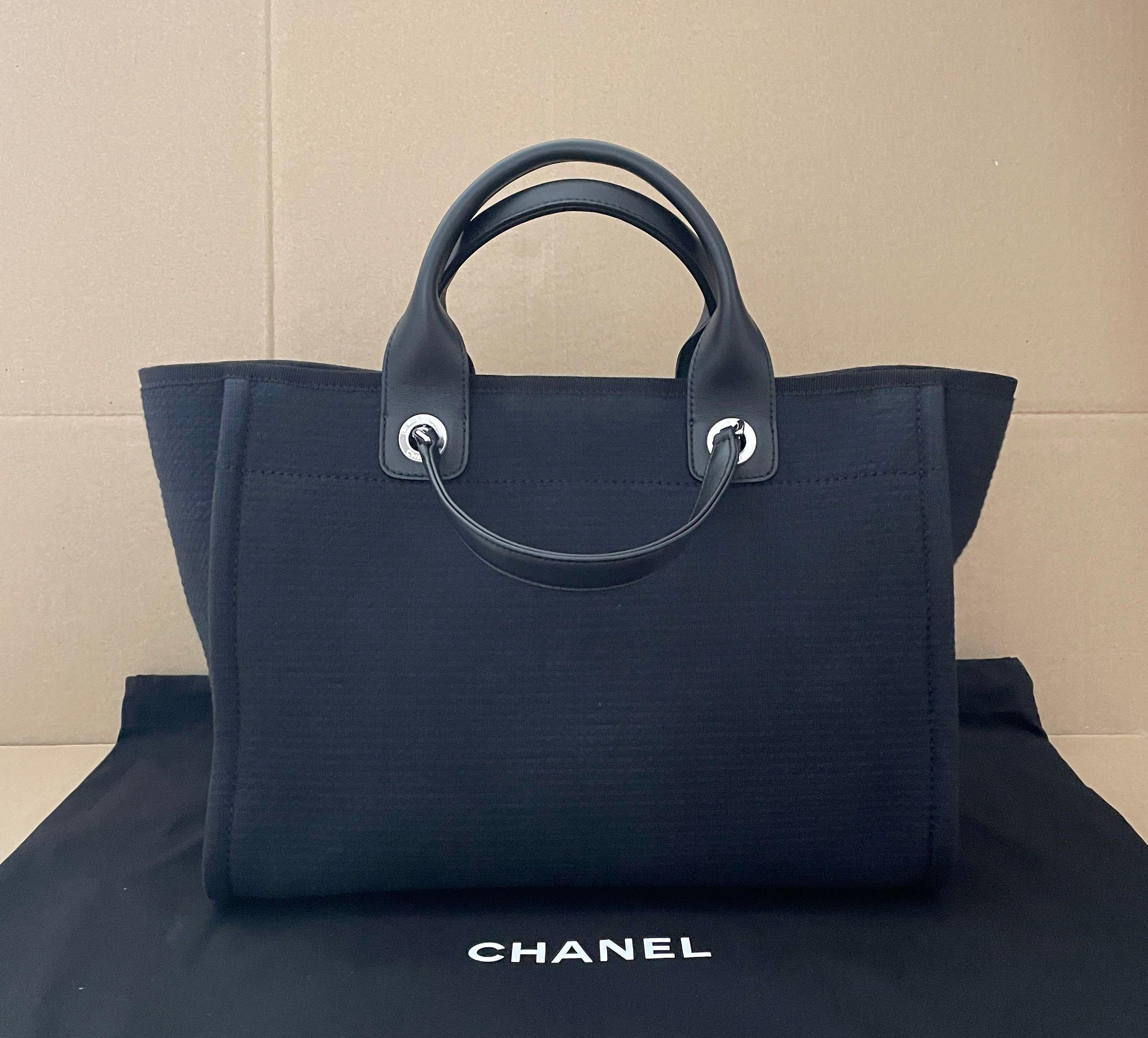 22s Chanel Deauville Black Tote Bag Small, Luxury, Bags & Wallets