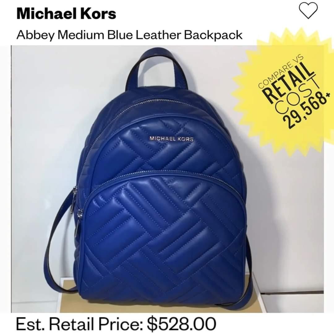 Michael kors Navy Blue ABBEY Leather Backpack Bag • Fashion Brands