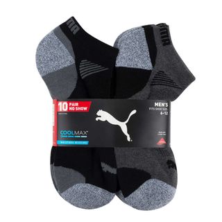減!減!減! Puma Men’s No Show CoolMax Moisture Wicking Socks – 10 Pair Grey 男士吸濕排汗隱形襪 — 灰色(10對裝) 888435268956629386034932501126