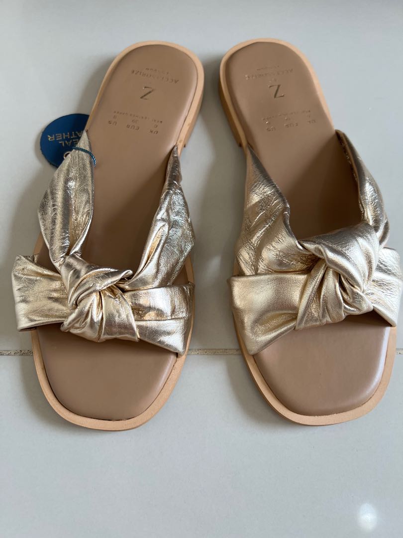 Gold cheap flat sandal