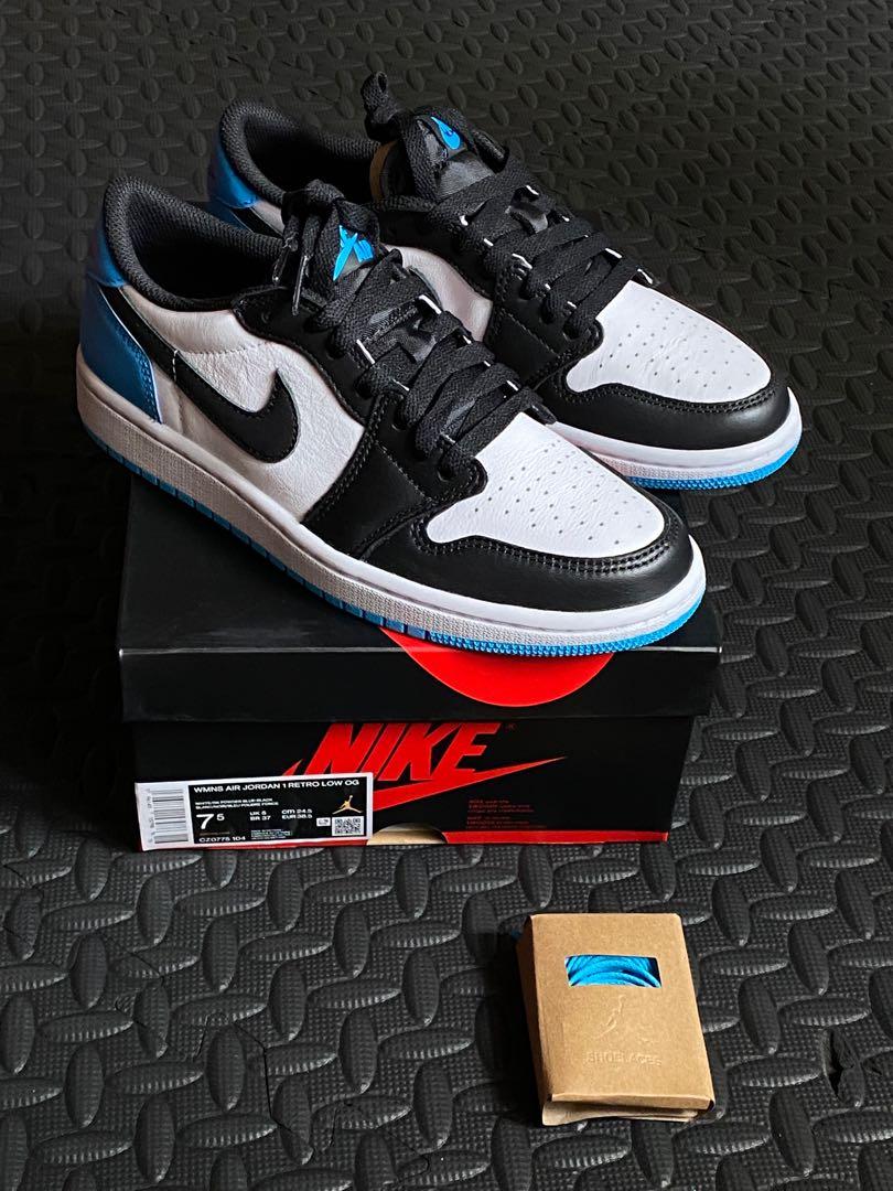 Air Jordan 1 Retro Low OG (Category: Sneakers) located in Quezon City. Submitted by cheekbuns (Listing ID 1176245792, Image 1). Description: - Authentic. Bought from Nike website. - Used once. - Size us7.5 / eu38.5 / 24.5cm - Delivery to be shouldered by buyer. - MOP: Bank transfer or Gcash. .