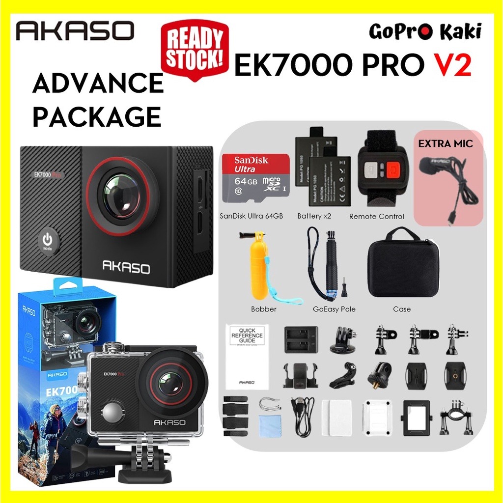 AKASO EK7000 Pro Action Camera with Microphone Pack