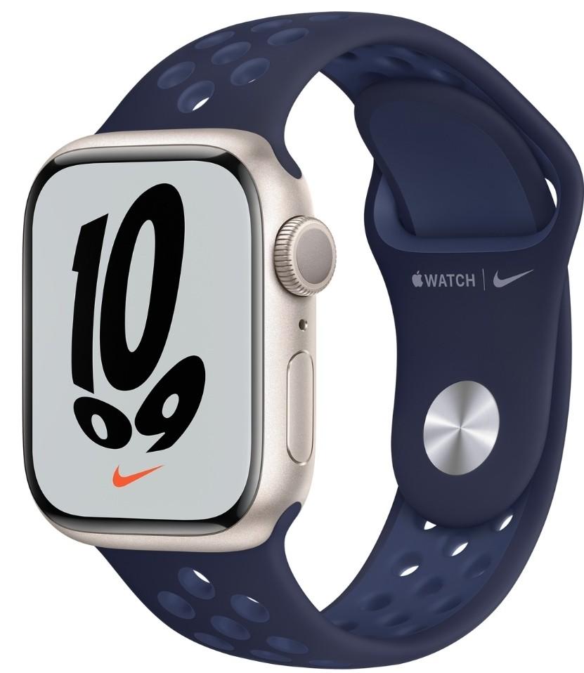 Apple Watch Nike Series 7* , 41mm Starlight Aluminium GPS. Midnight Navy/  Mystic Navy Nike Sport Band., Mobile Phones \u0026 Gadgets, Wearables \u0026 Smart  Watches on Carousell