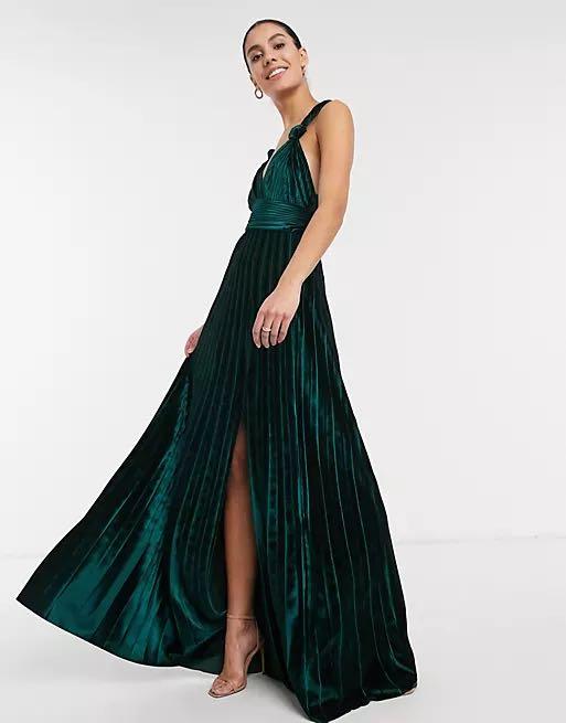 asos velvet pleated dress
