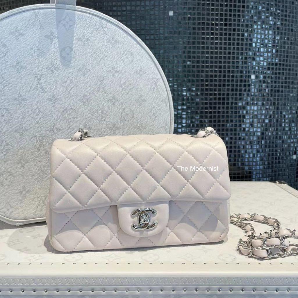 Authentic Chanel Light Lilac Lambskin Mini Flap Bag Silver Hardware,  Luxury, Bags & Wallets on Carousell