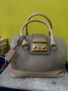 Authentic Furla Candy Burlesque Blue Solid PVC Bag on sale at