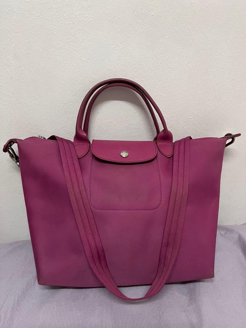 Hot pink longchamp hotsell bag