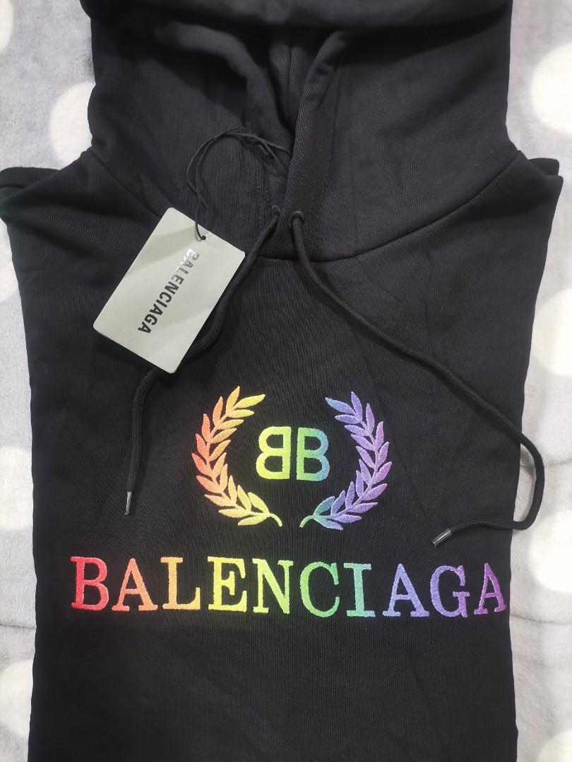 The Luxe Culture  Balenciaga BB Rainbow Black Hoodie