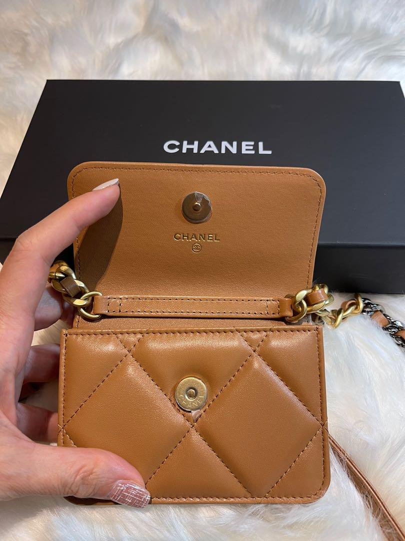 Chanel 19 Wallet on Chain WOC Dark Beige Caramel Lambskin Mixed