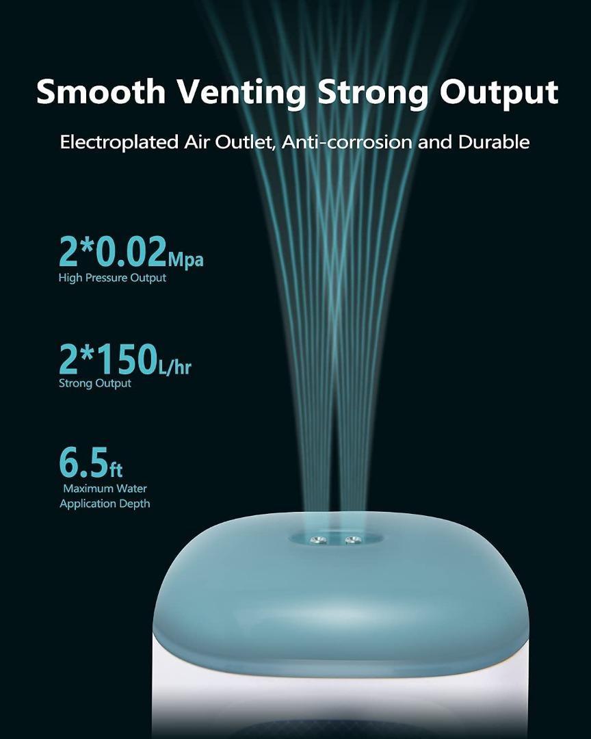 [C7905] Reegugu Aquarium Air Pump, Quietest Fish Tank Air Pump with