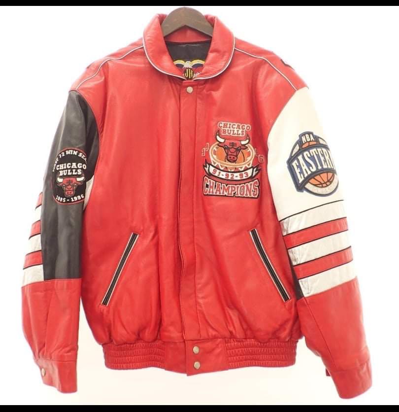 chicago bulls leather jacket 1996 NBA champion Men s Fashion