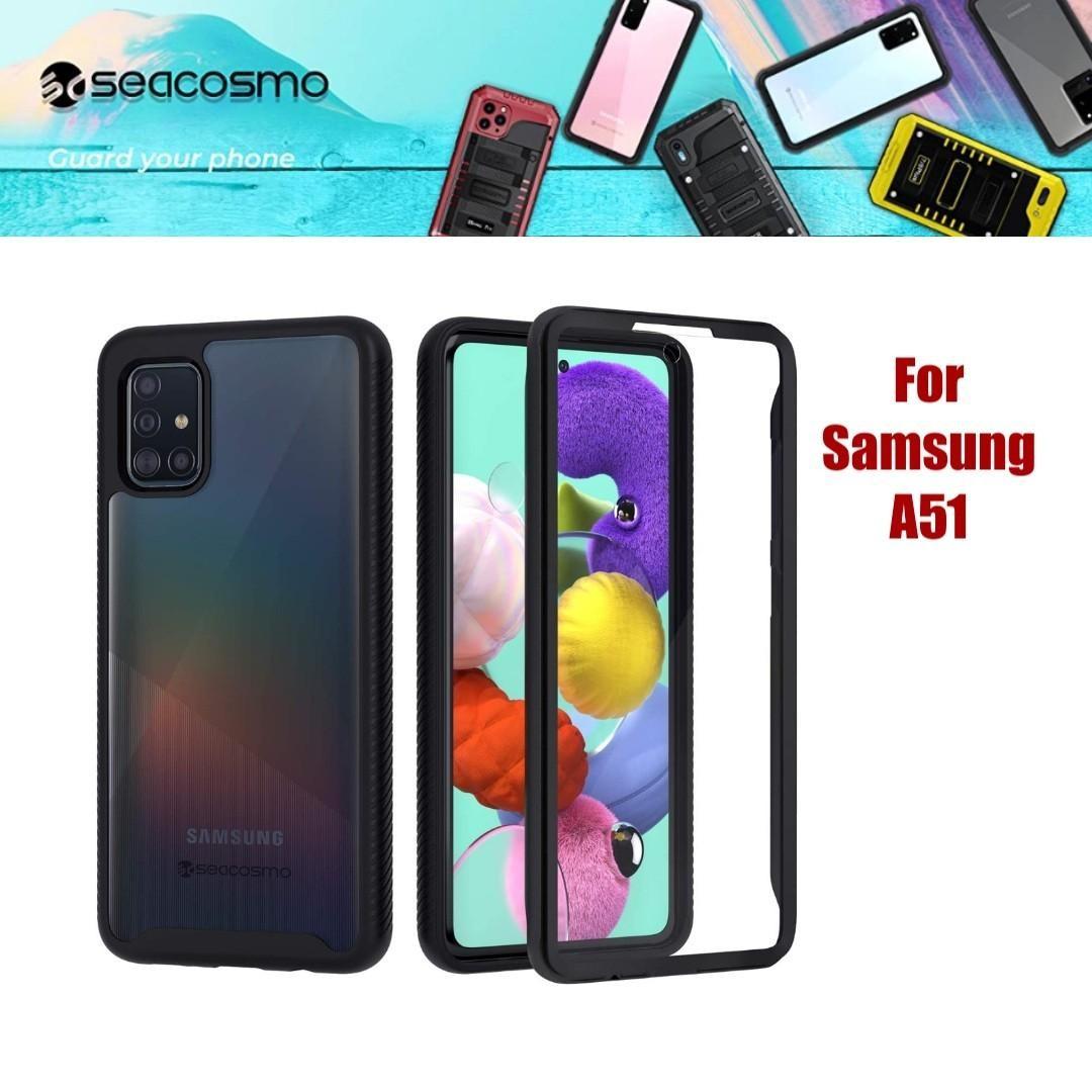 Clearance Sale BNIB seacosmo Samsung A51 Case, Galaxy A51 Case [with Screen  Protector] Full Body Shockproof Protection Armour Cover Slim Fit Bumper  Protective Phone Case for Samsung Galaxy A51 4G- Black/Clear, Mobile