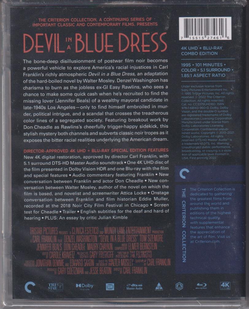 Devil in a Blue Dress 4K ( Criterion Collection No. 1135) Blu ray / Bluray,  Hobbies & Toys, Music & Media, CDs & DVDs on Carousell