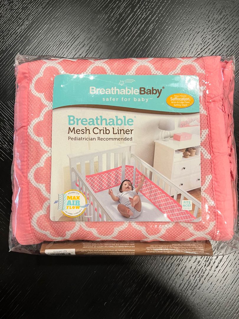 BreathableBaby, Breathable Mesh Printed Crib Liner, Patented Design, Doctor Endorsed, Helps Prevent Arms and Legs From Getting Stuck Between  Crib Slats, Independently Tested for Safety