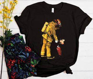 Firefighter Fireman and Mickey Mouse The Trend graphic T Shirt