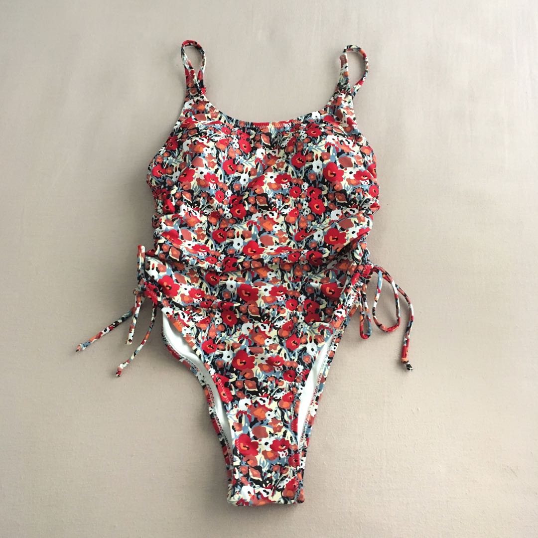 Floral Bow Tie One-Piece Swimsuit Set main image 1