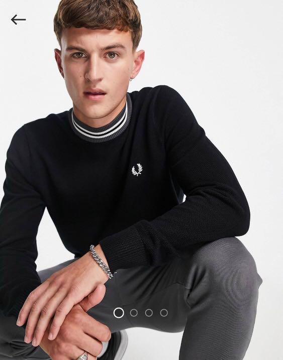 Fred Perry striped necker jumper Size L T shirt
