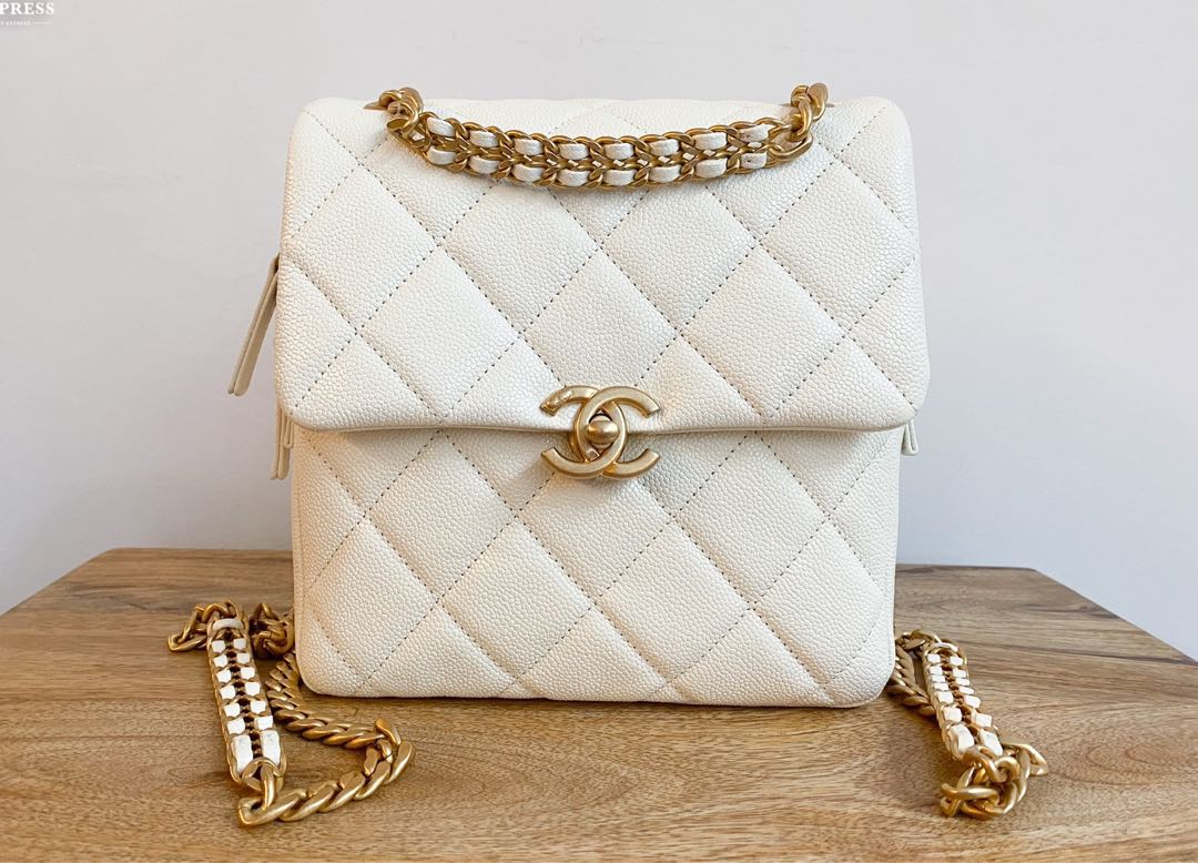 Free Bag Insert] Chanel 22P Melody Chain Caviar Backpack (not 22A