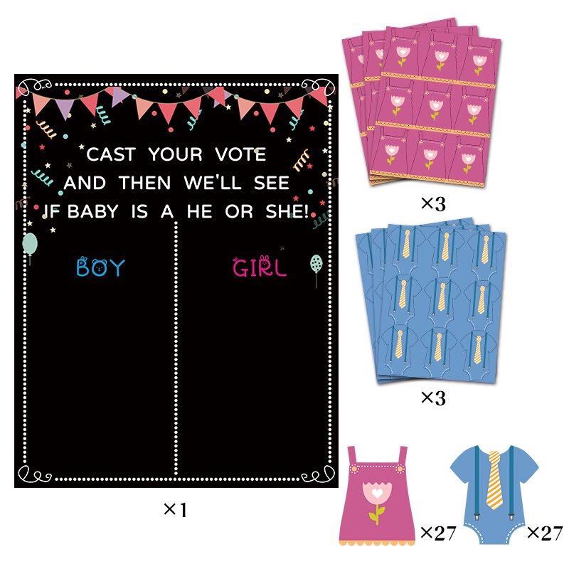 Gender Reveal Board with Sticker Boys or Girls Game Poster Baby Gender