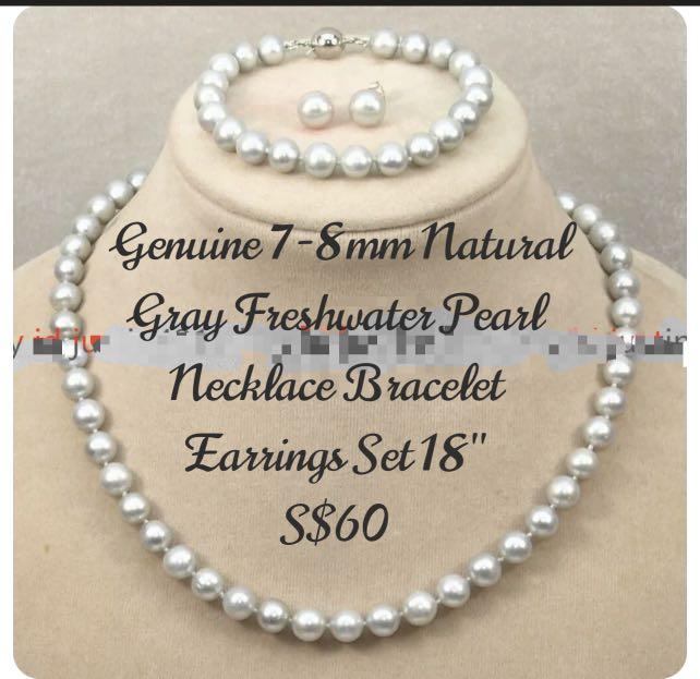 Real pearl necklace and earrings hotsell