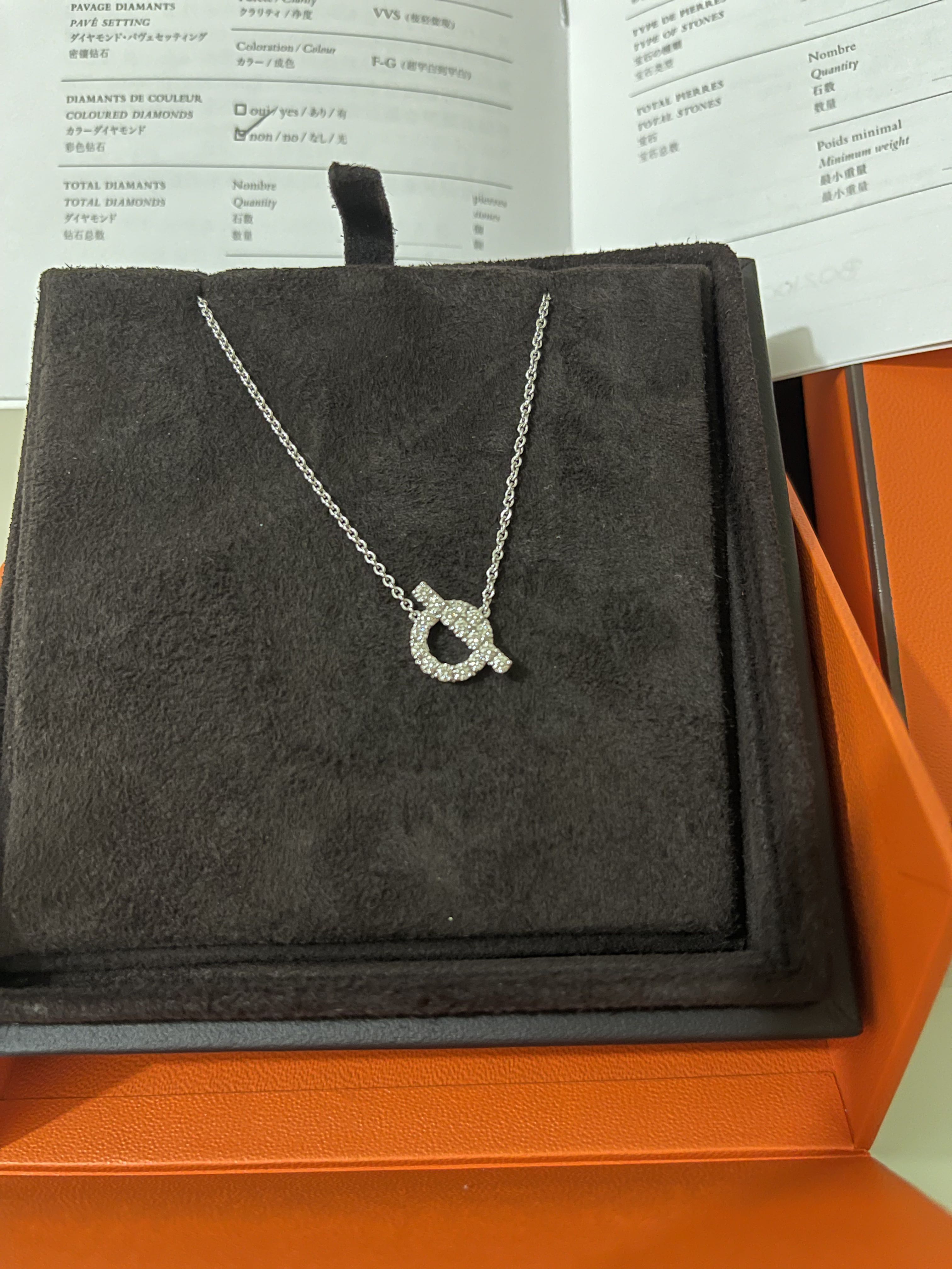 Hermes Finesse Necklace 小Q 白金頸鏈, 女裝, 飾物及配件, 頸鍊 Carousell