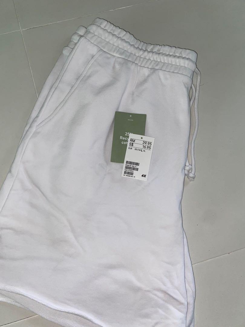 H M white cotton sweatshirt shorts
