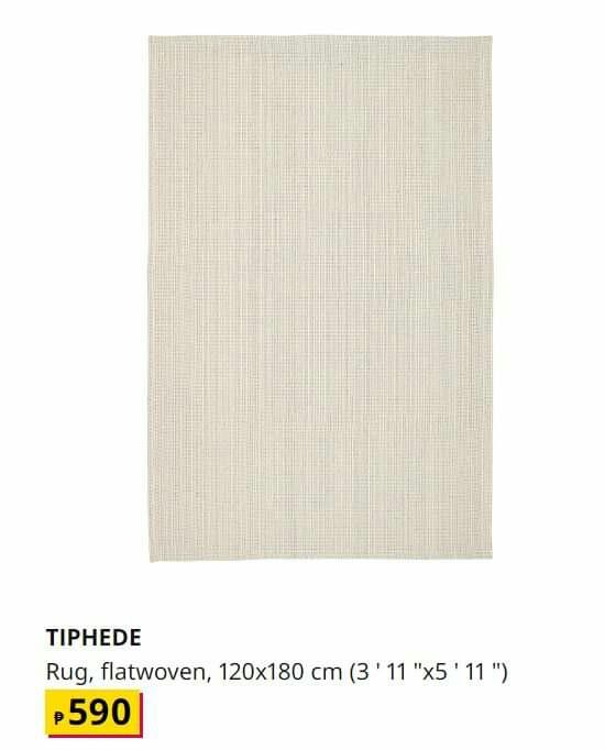 TIPHEDE Rug, flatwoven, natural, off-white, 3 ' 11x5 ' 11 - IKEA