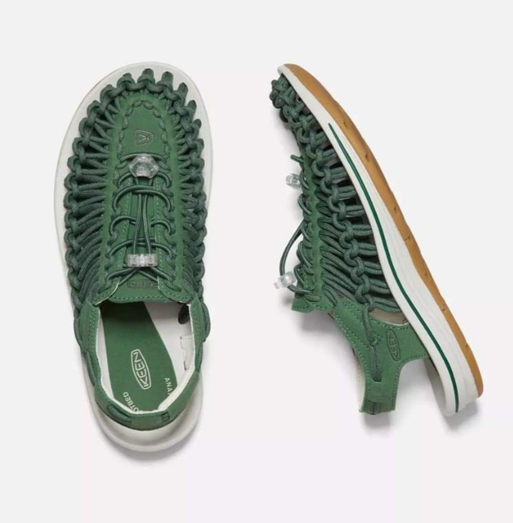 keen women uneek Greener pastures /Forest night size available us 5 - us 9 (Category: Sandals) located in Singapore. Submitted by hipstation (Listing ID 1176435624, Image 2). Description: UNEEK adapts to your feet for the perfect fit, with innovative two-cord construction and a free-moving cord junction that provides freedom of movement, security and structure. The lightweight midsole delivers durability and comfort, while the higher-traction rub