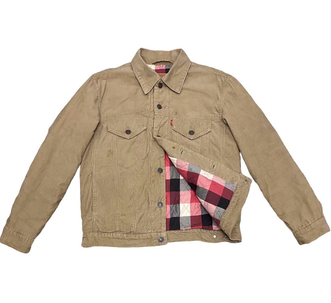 Vintage Levis Corduroy Jacket Detachable Hair Collar, Men's Fashion