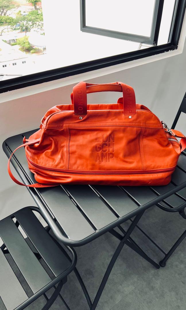 Longchamp orange leather sale bag
