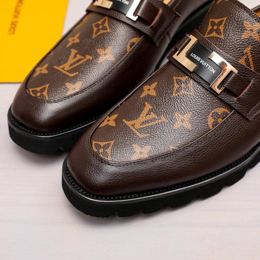 ins【Original Louis Vuitton】 Classic Damier LV Louis Vuitton Formal Men  Business Leather shoes LV Le