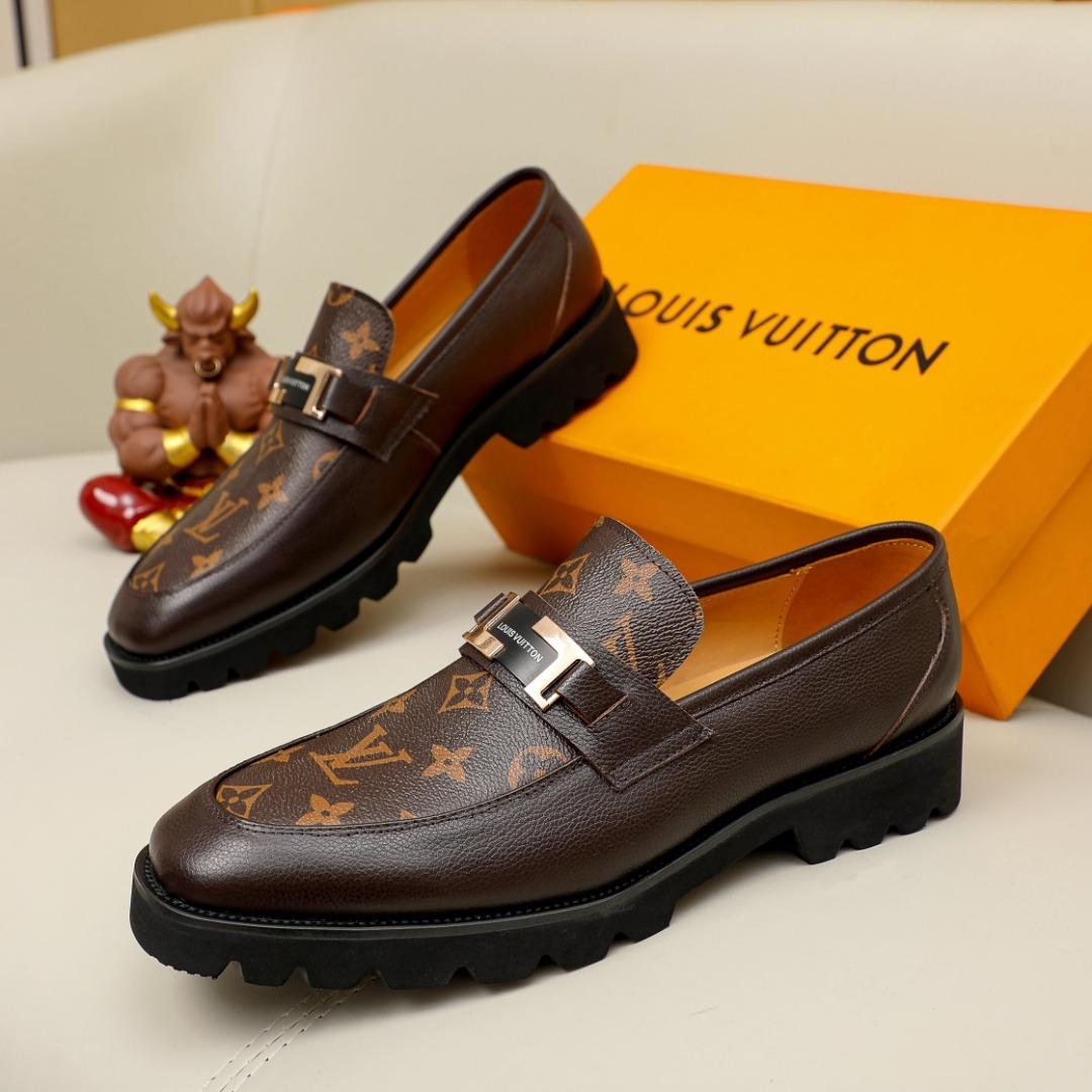 ins【Original Louis Vuitton】 Classic Damier LV Louis Vuitton Formal Men  Business Leather shoes LV Le