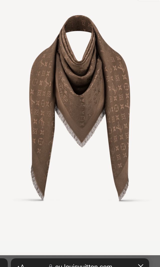 pre-loved authentic LOUIS VUITTON brown cashmere/wool blend SCARF