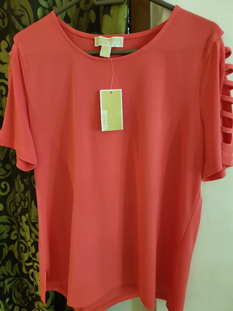 Michael Kors Basics Coral Pink Top Large, Women's Fashion, Tops, Blouses on  Carousell