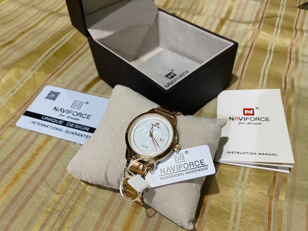 Naviforce NF5008 RG W Rose Gold Quartz Ladies Watch Luxury