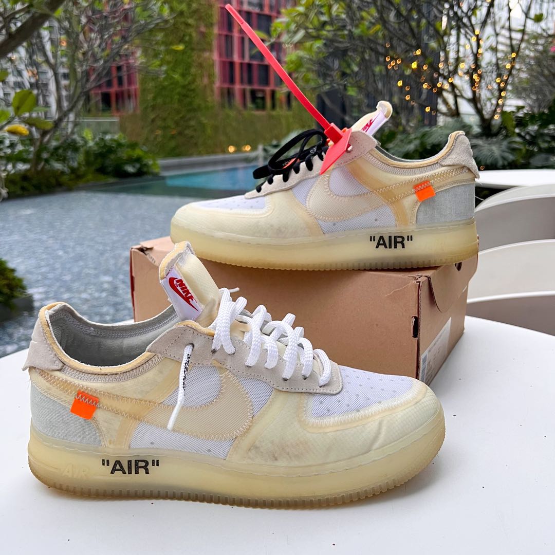 Nike Off White The Ten Air Force 1 Low Black size 8 New Yellowing