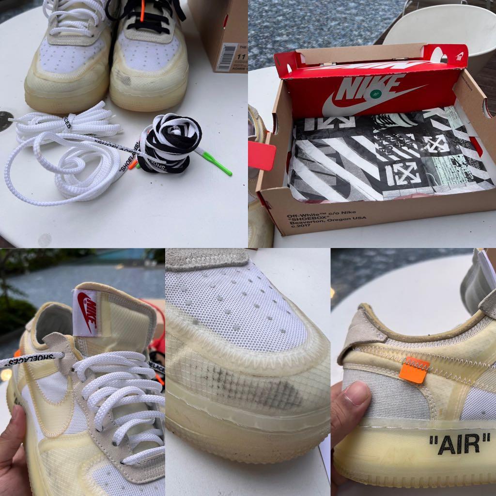 Nike Off White The Ten Air Force 1 Low Black size 8 New Yellowing